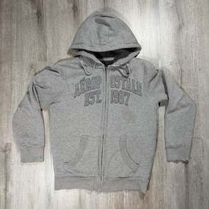 Mens Aeropostale Est. 1987 Gray Sherpa Lined Full-Zip Hoodie Y2K
